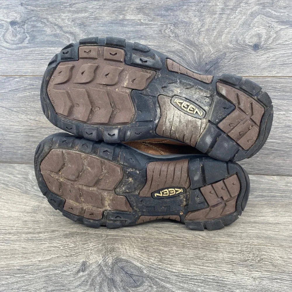 Keen Presidio Ankle Boots Youth 6Y Brown Leather Faux Shearling Hook Loop
